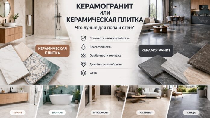 Керамогранит или керамическая плитка: что лучше для пола и стен